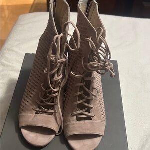 Women's Lace-Up Peep Toe Booties